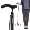Vive Carbon Fiber Quad Cane - Ultra Lightweight Walking Stick For Men, Women - Adjustable Ergonomic Grip Handle - Nonslip Four Prong Rubber Tips For Right, Left Stability Support - Mobility Travel Aid Black 13 71XOknGt8oL