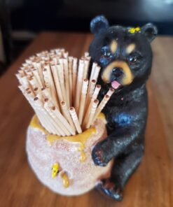 Decorative Black Bear in a Beehive Honey Pot Toothpick Holder Figurine for Cabin or Rustic Lodge Decor Sculptures and Statuettes As Collectible Wildlife Animal Gifts 12 71XRBPxaqL