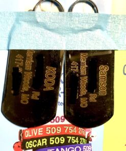 GoTags Stainless Steel Pet ID Tags, Personalized Dog Tags and Cat Tags, up to 8 Lines of Custom Text, Engraved on Both Sides, in Bone, Round, Heart, Bow Tie and More Rectangle Regular (Pack of 1) 35 71XRKK2iSAL