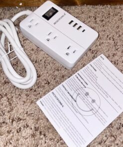 2 Prong Extension Cord with USB-C, ROOTOMA 2 Prong to 3 Prong Outlet Adapter, 3 Outlet & 4 USB Charging Station, 3 Prong Adapter 4ft, Non-Grounded, for Polarized Two Prong Outlet, Old House, White 4ft-2pin 43 71XRXqp208L