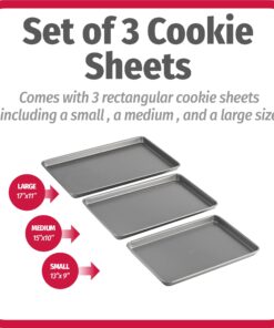 Goodcook Nonstick Steel 3-Piece Cookie Sheet Set Set of 3 15 71XReW3DozL
