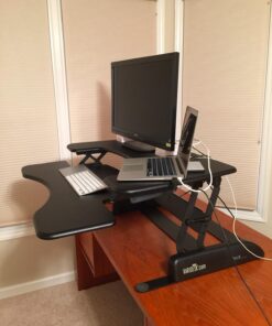 Vari - VariDesk Pro Plus 36 - Desktop Standing Desk Converter - Adjustable Desk Riser with 11 Height Settings - Sit Stand Desk Dual Monitor Standing Desk Riser with Spring Loaded Lift (Black) Black 32 71XSB40QsWL