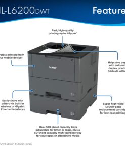 Brother Monochrome Laser Printer, HL-L6200DWT, Duplex Printing, Mobile Printing, Dual Paper Trays, Wireless Networking, Amazon Dash Replenishment Ready 17 71XSXEDmdL