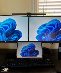 VIVO STAND-V002F Dual LED LCD Monitor Free-Standing Desk Stand for 2 Screens up to 27 Inch Heavy-Duty Fully Adjustable Arms with Max VESA 100x100mm 13" - 27" screens Black 42 71XT 0Io4rL