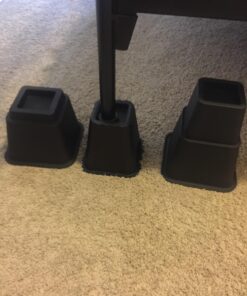 Adjustable Stackable Bed Frame Risers for Elevation & Under-Bed Storage - Heavy-Duty Furniture Riser for Table, Couch, Desk, and Chair - Set of 4 Large & 4 Small Bed Lifts - Black Home It 36 71XTQjK2edL