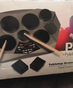 Pyle Pro Electronic Drum kit - Portable Electric Tabletop Drum Set Machine with Digital Panel, 7 Drum Pad, Hi-Hat / Kick Bass Pedal Controller USB AUX -Tom Toms, Hi-Hat, Snare Drums, Cymbals - PTED06 31 71XTqBpBH3L