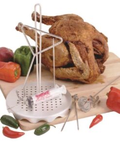 Bayou Classic 1118 32-qt Stainless Steel Turkey Fryer Perfect For Frying Up To 18-lb Turkeys Includes Perforated Poultry Rack and Lift Hook 12-in Stainless Thermometer 1-oz Seasoning Injector 33 71XUOM1oDL
