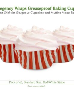Regency Wraps Standard Baking Cups Greaseproof Professional Grade For Cupcakes and Muffins, Red/White Stripe, Pack of 40 15 71XUV3h2gCL