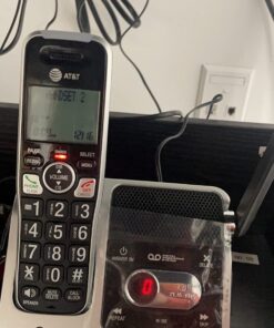 AT&T BL102-2 DECT 6.0 2-Handset Cordless Phone for Home with Answering Machine, Call Blocking, Caller ID Announcer, Audio Assist, Intercom, and Unsurpassed Range, Silver/Black 2 Handset 38 71XWWP7UeHL