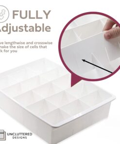 Uncluttered Designs Adjustable Drawer Dividers — Customizable Organization for Utility & Junk Drawers — Storage Solution for Kitchen and Office (White, 3 Pack) White 3pack 26 71XWfW45XAL