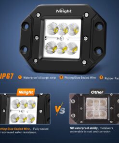 Nilight - NI23C-18W 2PCS 18W Flood LED Work Light Driving Lights Led Light Bar Off Road Led Lights Flush Mount for Jeep Truck Tacoma Bumper ATV UTV,2 Years Warranty 2PCS 18W Flood Flush Mount 31 71XX 7a6TpL