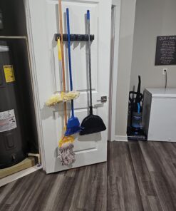 Berry Ave Broom Holder & Wall Mount Garden Tool Organizer - Home Laundry Room, Kitchen, Closet, Shed, Garage Organization and Storage Utility Rack - 5 Slots & 6 Hooks -Rake, Shovel, Mop Hanger (Black) 1 Pack Black 42 71XXVVnVNcL 1