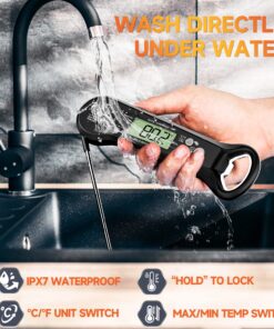 Meat Thermometer Digital, Waterproof Instant Read Meat Thermometers for Grilling and Cooking. Food Thermometer, Kitchen Gadgets, Accessories with Bottle Cap Opener for Kitchen, BBQ, Grill… Black 30 71XYYg5eyLL