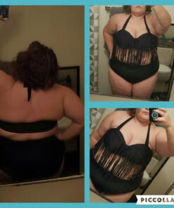 Uniarmoire Womens Plus Size High Waist Fringe Swimwear Two Piece Swimsuit 3X-Large Black 38 71XZk5YEcL