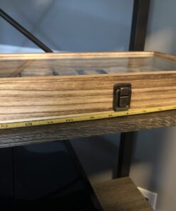MOOCA Wooden Jewelry display case with Tempered Glass Top Lid, Oak Color 18 71XbZZOVuL