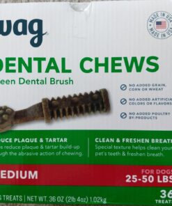 Amazon Brand - Wag Dental Dog Treats to Help Clean Teeth & Freshen Breath - Medium, Unflavored, 36 Count (Pack of 1) 36 Count (Pack of 1) 45 71Xc7jRO2QL