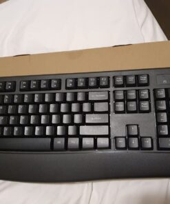 Loigys Wireless Keyboard, 2.4G Full-Sized Ergonomic Wireless Computer Keyboard with Wrist Rest for Windows, Mac OS Laptop/PC/Desktop/Notebook (Black) Black 40 71XcCDqhgUL