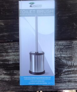ToiletTree Products Toilet Brush with Lid - Sleek Toilet Bowl Brush and Holder - Toilet Scrubber Brush Set with Heavy-Weight Base - Lidded Toilet Bowl Cleaner Brush and Holder - Chrome Stainless Steel 45 71XfSsL0WFL