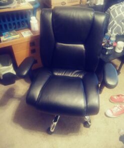 Flash Furniture HERCULES Series Big & Tall 400 lb. Rated Black LeatherSoft Ergonomic Task Office Chair with Chrome Base and Adjustable Arms 1 39 71XgBlEp3L