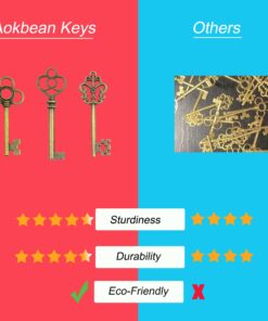 Aokbean Mixed Set of 30 Large Skeleton Keys in Antique Bronze - Set of 30 Keys 24 71XiS4760sL