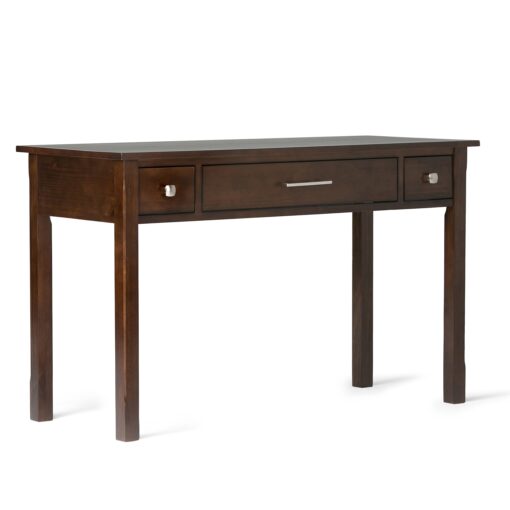 SIMPLIHOME Avalon SOLID WOOD Contemporary 47 Inch Wide Writing Office Desk in Dark Tobacco Brown, For the Office Desk, Writing Table, Workstation and Study Table