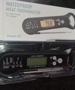 Meat Thermometer Digital, Waterproof Instant Read Meat Thermometers for Grilling and Cooking. Food Thermometer, Kitchen Gadgets, Accessories with Bottle Cap Opener for Kitchen, BBQ, Grill… Black 47 71XjS9jUzYL