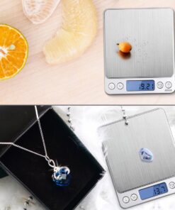 (Upgraded) AMIR Digital Kitchen Scale, 500g Mini Pocket Jewelry Scale, Cooking Food Scale, Back-Lit LCD Display, 2 Trays, 6 Units, Auto Off, Tare, PCS, Stainless Steel (Batteries Included) Silver 27 71XlU5ChEYL