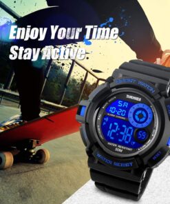 Aposon Mens Digital Sports Watch, Military Army Electronic Watches Running 50M 5 ATM Waterproof Sports LED 7 Colour Wristwatch Water Resistant with Stopwatch blue 25 71XlZJ5xrSL