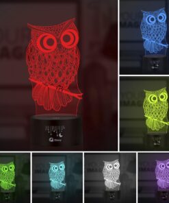 Elstey Owl 3D Illusion Lamp, 7 Color Changing Touch Table Desk LED Night Light Great Kids Gifts Home Decoration 15 71XmAxkyd1L