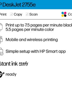 HP DeskJet 2755e Wireless Color inkjet-printer, Print, scan, copy, Easy setup, Mobile printing, Best-for home, Instant Ink with HP+,white 21 71XmcQ fdgL