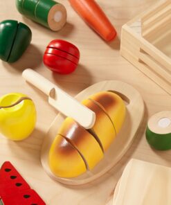 Melissa & Doug Cutting Food - Play Set With 25+ Hand-Painted Wooden Pieces, Knife, and Cutting Board - Pretend Play Kitchen Fruit Toys For Toddlers And Kids Ages 3+ Retail Version Play Food Set 31 71Xmms2WSzL