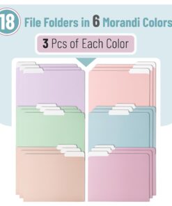 Mr. Pen- File Folders, 18 Pack, Morandi Colors, 1/3-Cut Tab, File Folders Letter Size, Colored File Folders, Office File Folder, Colored Folders, Office Supplies File Folders, File Folders with Tabs 18 per Pack 16 71XnJInZzTL