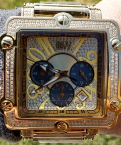 JBW Men's Luxury Phantom 1.00 ctw Diamond Chronograph Wrist Watch with Leather Band Brown/Gold 17 71XnNiNV8iL