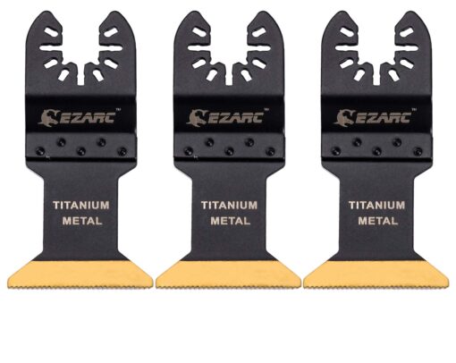 EZARC Titanium Oscillating Saw Blades, Oscillating Multitool Blades for Metal, Wood Nails, Screws Cutting, Plastic, 3 Pack 3 PCS Titanium Enhanced