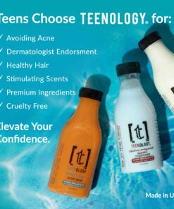 Teenology Shampoo for Teens - Avoid Forehead and Body Acne - No Sulfates or Parabens, Noncomedogenic, Natural Botanical Extracts, 16 oz. (Vanilla Almond) Vanilla Almond 13 71Xofa8715L