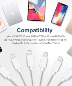 iPhone Charger, 6Pack 3FT Lightning Cable Sundix iPhone Charger Cable Charging Cord Compatible iPhone 14/13/12/12Pro/12ProMax/11/11Pro/11Pro MAX/XS/XS MAX/XR/X/8/8Plus/7/7Plus and More White 28 71Xon329RSL