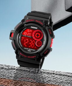 FANMIS Mens Military Multifunction Digital Watches 50M Water Resistant Electronic 7 Color LED Backlight Black Sports Watch red 21 71XpJ9xgp L