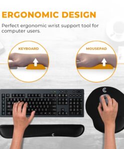 Wrist Rests for Keyboard and Mouse Pad Set - Memory Foam Cushion, Black - Ergonomic Wrists Hand Arm Rest Support for Laptop Computer Desk and Gaming - Carpal Tunnel Syndrome Relief Original 30 71XplfjkoZL