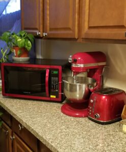 Farberware Countertop Microwave 1000 Watts, 1.1 cu ft - Microwave Oven With LED Lighting and Child Lock - Perfect for Apartments and Dorms - Easy Clean Metallic Red 39 71XqbpklqpL