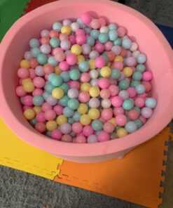 Amazon Basics BPA Free Crush-Proof Plastic Pit Ball with Storage Bag, Toddlers Kids 12+ Months, Pack of 400 Balls, 6 Pastel Colors 38 71XrBcXhheL