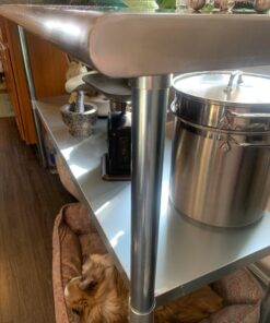 ROCKPOINT Stainless Steel Table for Prep & Work with Backsplash 60x24 Inches, NSF Metal Commercial Kitchen Table with Adjustable Under Shelf and Table Foot for Restaurant, Home and Hotel 60x24inch 62 71XrXLHKxLL