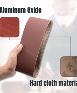 POWERTEC 3 x 21 Inch Sanding Belts, 80 Grit Aluminum Oxide Belt Sander Sanding Belt for Portable Belt Sander, Wood & Paint Sanding, Metal Polishing, 10PK (110430) 3''x21'', 80 Grit 10 71XtK9FEIdL 1