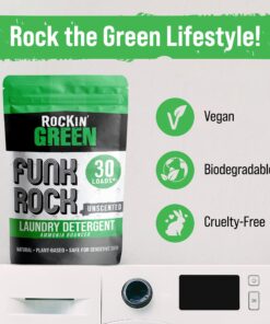 Rockin' Green Laundry Detergent, Plant based, All Natural Laundry Detergent Powder, Vegan and Biodegradable Odor Fighter, Safe for Sensitive Skin (Funk Rock Ammonia Bouncer 30 Loads - Unscented) Funk Rock 15 71Xu2XgWSWL