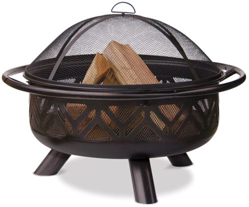 Uniflame WAD1009SP Oil Rubbed Outdoor Firebowl with Geometric Design