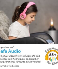 BuddyPhones Explore+, Volume-Limiting Kids Headphones, Built-in Audio Sharing Cable with in-Line Mic, for Kindle, iPad, iPhone, or Android, Rose Pink 14 71XwhWgcG0S