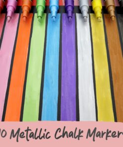 Alternative view of Metallic Chalk Markers (10 Pack) Liquid Chalk Pens - For Blackboards, Chalkboard, Bistro Menu, Window - Wet Wipe Erasable - 6mm Reversible Bullet & Chisel Tip Bold Tip - 6mm