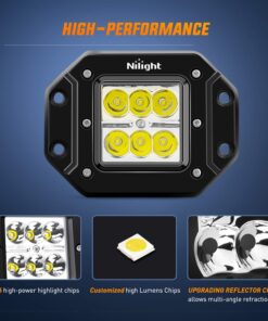 Nilight - NI23C-18W 2PCS 18W Spot LED Work Light Driving Lights Led Light Bar Off Road Led Lights Flush Mount for Jeep Truck Tacoma Bumper ATV UTV,2 Years Warranty 2PCS 18W Spot Flush Mount 29 71XxFH3yOiL