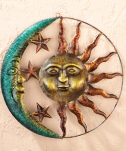 Collections Etc Artistic Sun and Moon Metal Wall Art for Indoors or Outdoors with Rustic Finish, Brown 18 71Xy1AmW2lL
