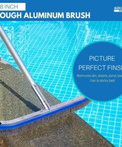 Aquatix Pro Pool Brush, 18" Heavy Duty Aluminium Back, Curved Ends for Corners, Scrub Brush w/Stainless Steel Bristles & EZ Clip, Swimming Pool Brushes for Cleaning Pool Walls, Tiles, Floors & Steps 1 16 71XyoimhIxL