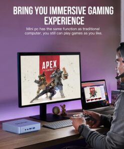 Alternative view of GMKtec Mini PC Windows11 Pro, AMD Ryzen 7 5800U(1.9-4.4GHz) Mini Desktop Computers, 16GB DDR4 512GB M.2 2282 PCIe SSD, Micro PC with Dual 4K@60Hz HDMI, WiFi 6E,BT5.2, Type-C for Gaming Business Home